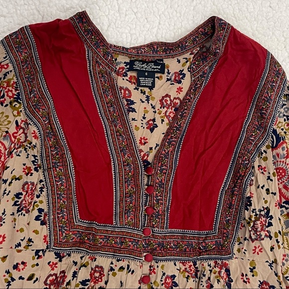 Lucky Brand Floral Print Western Boho Prairie Button up Blouse Size Small - Picture 2 of 7